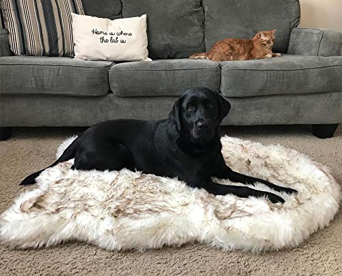 Colchón de Perro Piel de imitación de Perro Cama ortopédica Curva White Dog Rug por Medio de Soporte de Big Pequeño Cachorros (Color, Size : 108x63)