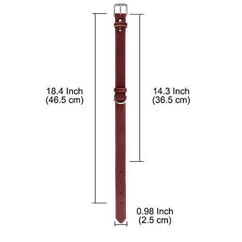 Collar de piel para perro, duradero y cómodo, de piel auténtica, para perros grandes, medianos y pequeños, ajustable de 14,3-18,4 pulgadas