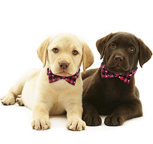 Collar navideño para perros de Navidad con pajarita - 100% algodón Diseño de nylon Collar para perros ajustable hecho a mano - Moda linda para perros pequeños medianos grandes