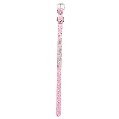 Collar para perro Lovpe, de piel con purpurina y cristales ostentosos, ajustable