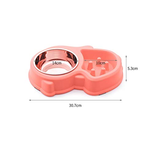 Comederos Doble Resina Anti-ácaros Cat Dog Pet Slow Food Tazones Cuencos de Doble Uso Acero Inoxidable Cat Dog Pet Agua y Alimentación Alimentación Tazones de riego Platos para Perros