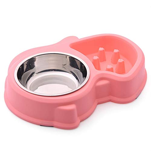 Comederos Doble Resina Anti-ácaros Cat Dog Pet Slow Food Tazones Cuencos de Doble Uso Acero Inoxidable Cat Dog Pet Agua y Alimentación Alimentación Tazones de riego Platos para Perros