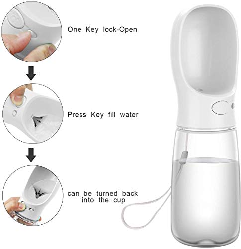 COTOP Botella para Perros, 550ml dispensador de Agua Antibacteriano para Mascotas, Taza para Beber para Mascotas al Aire Libre (Blanco)