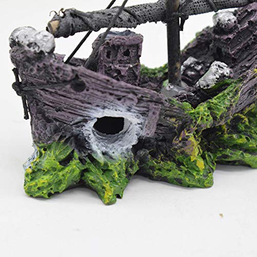 Depory - Decoración de Barco Pirata para Acuario, paisajismo, pecera de Cristal, decoración pequeña para Barco, 13 x 5 x 10 cm