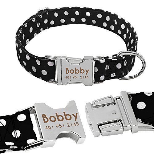 Didog - Collar de perro con grabado personalizable, nailon suave con hebilla de liberación rápida de acero inoxidable, collar de perro con placa de identificación, para perros pequeños y medianos