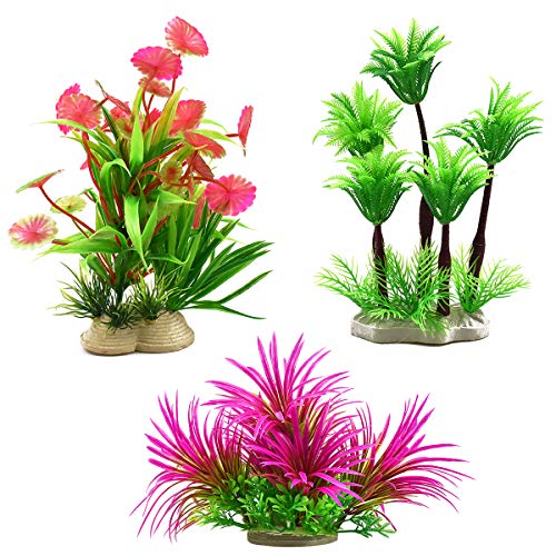 Dokpav 3 Piezas Acuario Plantas de Plantas Artificiales, Grandes de Acuario Plantas Plantas para Peceras, Acuario Artificial Plantas de plástico decoración del Acuario - 6 * 16 cm