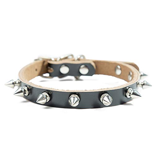 FANGXUEPING Bullet De Cuero Puro Bullet Remache Collar De Mascota Accesorios De Cuero Anti-mordida Collar De Cuello Cadena De Perro S Negro