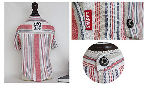 feiling - Camiseta para Perro Bulldog pequeña, Camisa a Rayas, Chaleco de Lino, Primavera, Verano, Disfraz de Perro, Ropa para Mascotas, Gatos, Camiseta