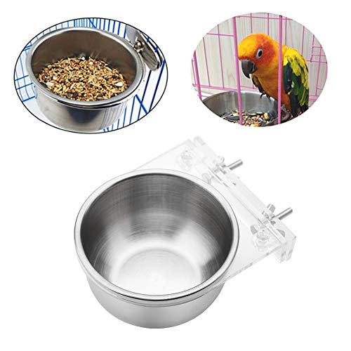 FTVOGUE Cuencos para Perros Cuencos para Colgar con Abrazadera Mascotas Loro Periquito Comedero Plato para Gatos Reptiles Loro Periquito Jaula Agua Alimentación