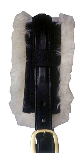Funda de cuello de lana de cordero auténtica de 31 cm para cabeza de caballo, Snaffle, torneos, color negro natural, suave y grueso con velcro