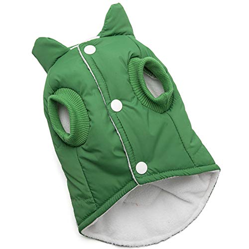 GODGETS Ropa para Mascotas de Navidad Invierno Gruesa Chaleco Caliente Abrigo Chaqueta para Mascotas Gato Perro Verde 2XL