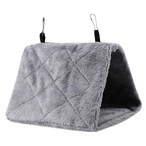 Hffheer Pájaro de Peluche Hamaca Nido de pájaro cálido Colgante Mascota Jaula de pájaros Cueva Columpio Carpas de Loro Cama para Periquito Cacatúa Agapornis Budgie Canario Cacatúa(M-Gris)