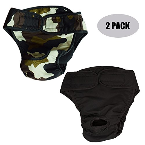 HIKONG 2 Pack Pantalones Sanitarios Perros Pañales Mascotas Ropa interior Menstrual Bragas Fisiológicas Calzoncillos Lavables Animal Doméstico