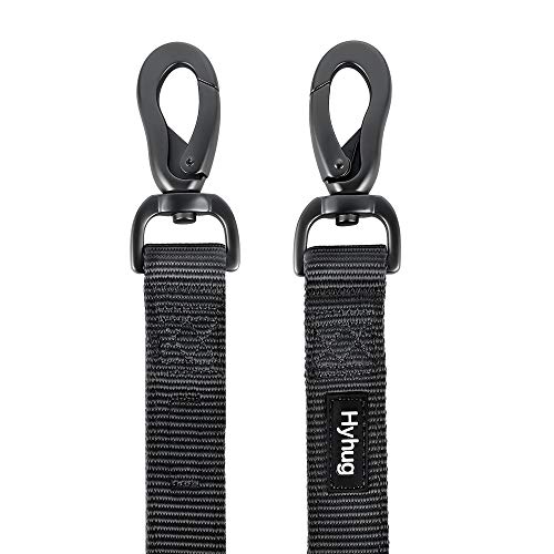 Hyhug Correa Corta de Nylon Resistente de 45,7 cm de Largo con asa Acolchada cómoda y Clip Resistente para Perros Grandes, medianos, para niños y niñas. (Negro)