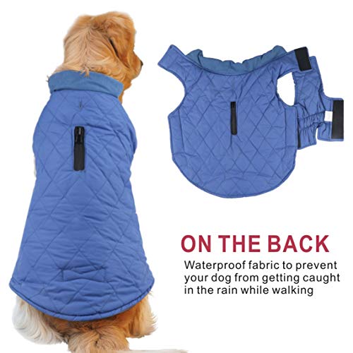 Idepet Chaqueta impermeable para perros Chaqueta cálida de invierno Chaleco, traje de nieve a prueba de viento Ropa para perros Chaleco para mascotas Ropa para perros con orificio para arnés