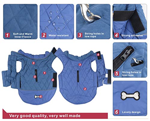 Idepet Chaqueta impermeable para perros Chaqueta cálida de invierno Chaleco, traje de nieve a prueba de viento Ropa para perros Chaleco para mascotas Ropa para perros con orificio para arnés