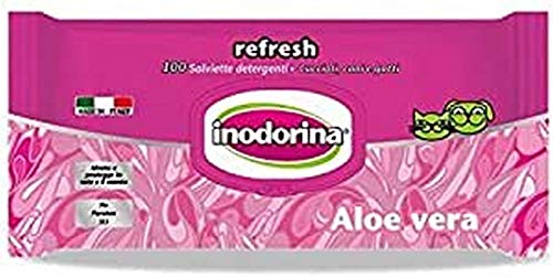 INODORINA Toallitas limpiadoras Perros y Gatos Refresh Aloe Vera - 100UNID