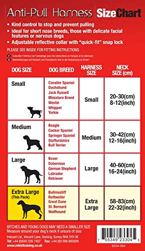 Interpet Arnés para Perros y Cachorros de Mikki -No más tirones, tirones, ahogamiento - Se Ajusta a Todas Las guías - Extra Grande