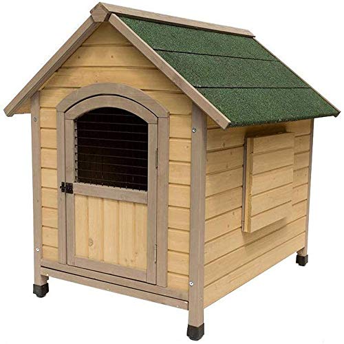 JTKDL Casa de Perro Antiguo de Madera Maciza ático perreras Embalajes por un Perro al Aire Libre Cama Tiene un Fondo Elevado y Natural de Aislamiento a Prueba de Lluvia Impermeable Perrera de la casa