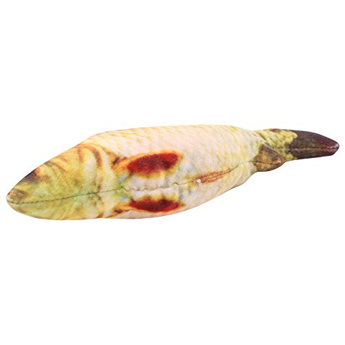 Juguete favorito para mascotas con forma de pez simulada lleno de sabor a menta y relleno de felpa de algodón para diversión molar.