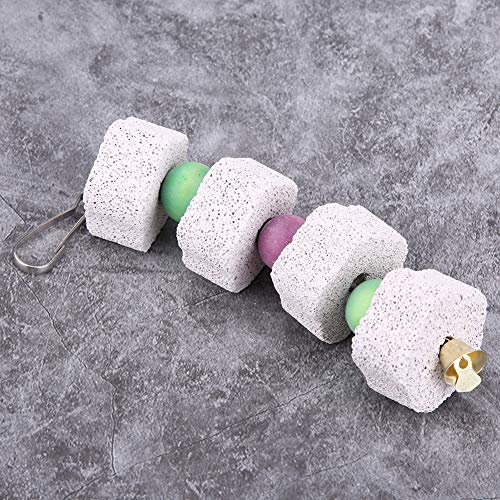 Juguete Forma de Cadena Columpio de Piedra de Molienda Jaula Molar Hámster Loro Dientes de Ave Colgante Masticar Mineral Gris Claro