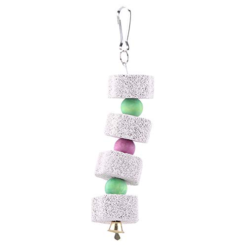 Juguete Forma de Cadena Columpio de Piedra de Molienda Jaula Molar Hámster Loro Dientes de Ave Colgante Masticar Mineral Gris Claro