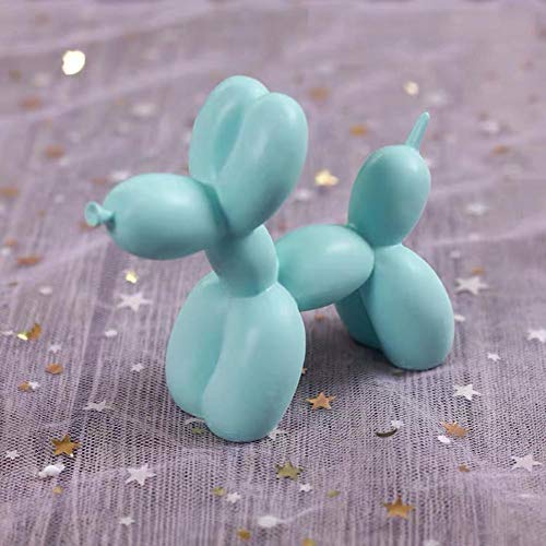 Juman634 Decoración Resina Escultura-Lindo Cachorro Globo Escultura Regalos Postre de Mesa Ornamento Decoraciones de Pastel de cumpleaños 5 Colores Azul