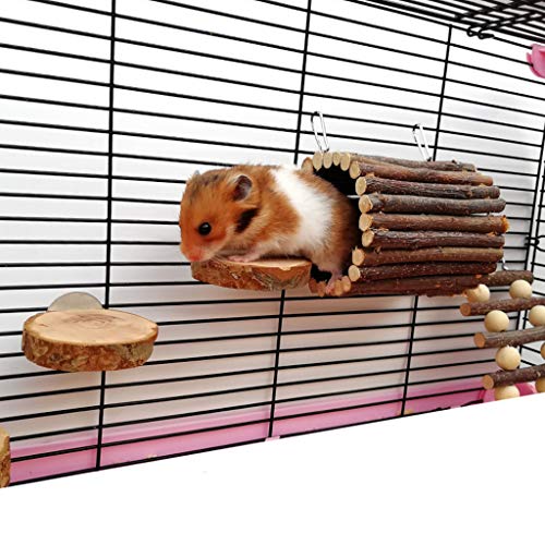 Lailongp Wooden Animal Tunnel Kauspielzeug de conejos de hámster-hámster-hámsters, el juguete toca, madera, Cadena colgante modelo de doble uso., m