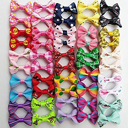 Lazos para pelo de mascotas Chenkou Craft 50 piezas/25 pares, productos de cuidado para perros, de colores y patrones mezclados