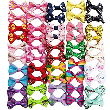 Lazos para pelo de mascotas Chenkou Craft 50 piezas/25 pares, productos de cuidado para perros, de colores y patrones mezclados