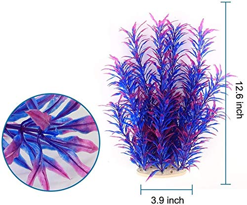 LYQZ Las grandes plantas de acuario, plantas artificiales de plástico del tanque de pescados de la decoración del ornamento seguras for todos los peces 12,6 pulgadas de altura de 7.09 pulgadas de anch