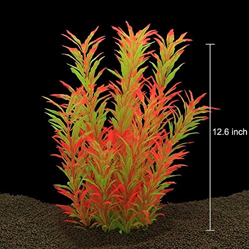 LYQZ Las grandes plantas de acuario, plantas artificiales de plástico del tanque de pescados de la decoración del ornamento seguras for todos los peces 12,6 pulgadas de altura de 7.09 pulgadas de anch