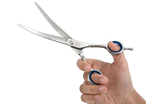 Mangostyle - Tijeras de aseo para mascota, gato, perro, gato, tijeras, kit de tijeras de acero inoxidable curvado para cortar y afeitar para mascotas