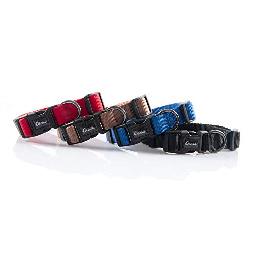 Olahibi Collar de nailon para perros grandes, duradero, ligero, fácil de limpiar, fácil de secar (L, marrón)