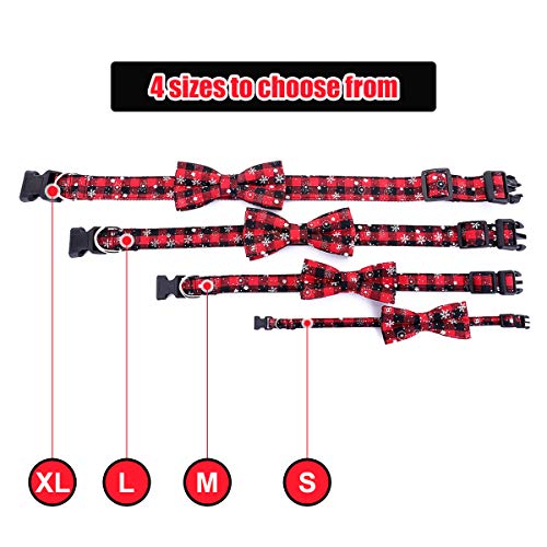 PEDOMUS Collar navideño para Perros de Navidad con Pajarita - 100% algodón Diseño de Nylon Collar para Perros Ajustable Hecho a Mano - Moda Linda para Perros pequeños medianos Grandes XS