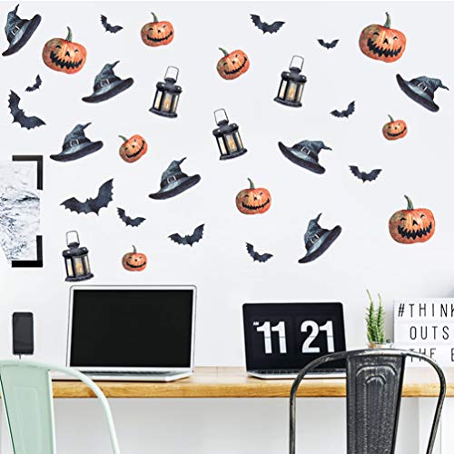 POPETPOP 42 Piezas Halloween Etiqueta de La Pared Decoración Truco Juego Dormitorio Pared Calcomanía Vinilo Removible Decoración del Hogar Barra Pegatinas