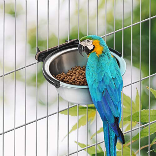 POPETPOP Alimento para Pájaros y Taza de Agua con Alimentador de Sujeción de Abrazadera Cuencos para Cacatúa Conure Periquitos Periquito Loro Guacamayo Agapornis Chinchilla Animal Pequeño