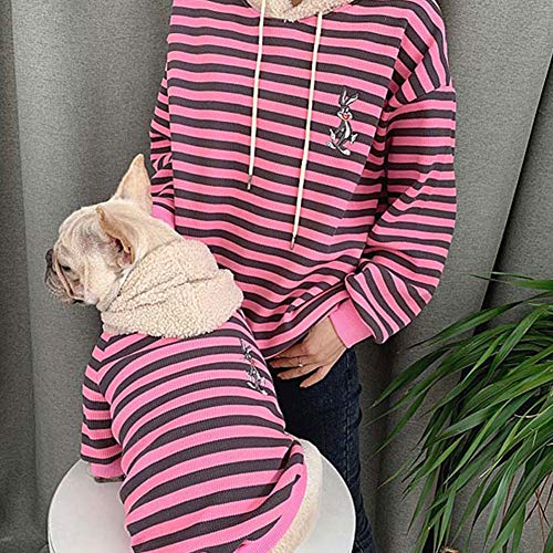 Raya Disfraz for Mascotas Encapuchado Traje de Padre e Hijo con Sombrero de Lana Perro Otoño Suéter Algodón Forro Suave for Perros Gatos for Mujeres Mascotas Sudadera ( Color : Pink , Size : XXXL )