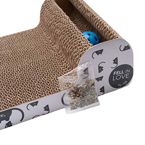 riijk Rascador para Gatos con Hierba Gatera - Juguete para Gatos con Bola de Campana - Antideslizante