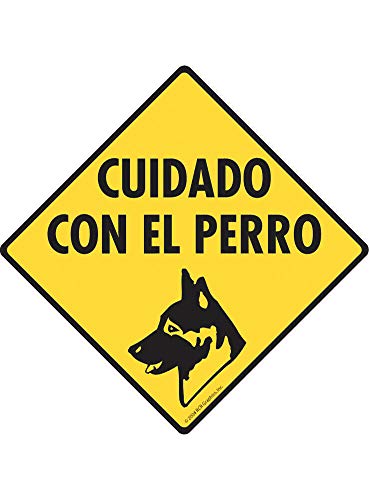 Señal de metal para carretera Beware of Dog Spanish Cuidado Con el Perro de aluminio para perro, cuadrado/redondo de 30 x 30 cm