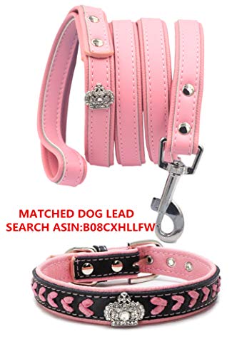SLZZ Collare para perros de cuero acolchado: corona de diamantes de imitación relucientes navideños y elegante - Collar para mascotas acolchado suave - Se adapta a perros pequeños medianos grandes