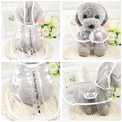 Smoro Impermeables para Perros Mascotas Poncho con Capucha, Cachorro de Perro Mascotas Ligeras Impermeables Peluche Transparente Poncho de plástico Impermeable para Perros pequeños y medianos
