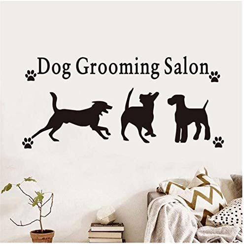 Tienda de mascotas Diseño creativo Peluquería canina Pegatinas de pared Patas de perro Calcomanías de vinilo Impermeable Decoración del hogar Tienda de mascotas Decoración de pared 85X43