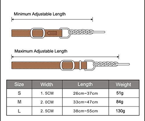Tineer Collar de Cuero de Perro de Cachorro para Mascotas Collar de martingala para Perros, Cadena de Acero Inoxidable Duradera para Perros pequeños de Razas Medianas (M(Neck:13.0-18.5''), marrón)