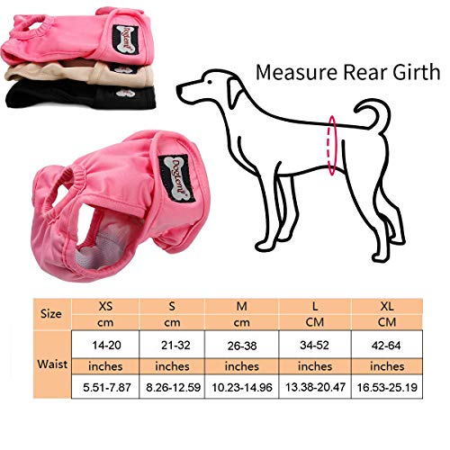 Tineer Lavable Pañales para Perros Perros Reutilizables Fisiológicos Piel fisiológica a Prueba de Fugas Pantalón para Perras (Paquete de 3) (XL)