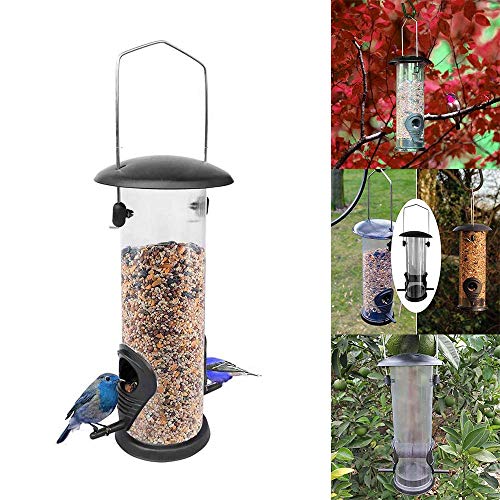 TopHGC Comedero para pájaros, comedero para pájaros Colgando Alimentador de Semillas para Trabajo Pesado Estuche Transparente de Metal Resistente al Agua para pájaros
