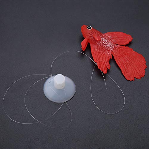 TOPINCN Silicona Peces Artificiales Alta simulación Realista Acuario Flotante pecera decoración de Adornos con línea Ventosa(pez Betta Rojo)
