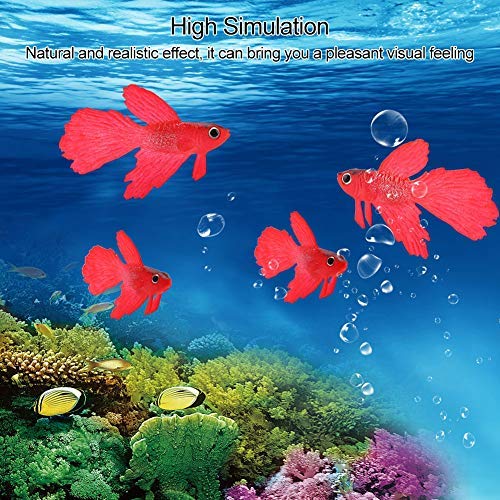 TOPINCN Silicona Peces Artificiales Alta simulación Realista Acuario Flotante pecera decoración de Adornos con línea Ventosa(pez Betta Rojo)