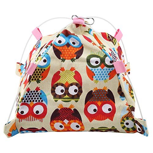 TOPINCN - Tienda de campaña de lona para dormir, con personajes animados para jaula de aves + almohadilla interior; apto para loro, aves, hámster o mascotas pequeñas