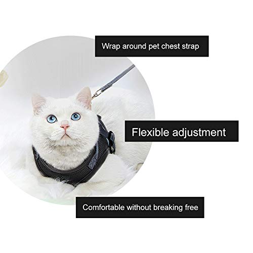 Toulifly Arnés Gato,Arnés para Gatos,Arnés y Correa para Gato,Cat Harness,Cat Vest Harness, Ajustable Respirante Pequeña Chaleco para Cachorros, Perros Pequeños y Gatos (M)